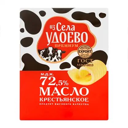 Масло сливочное Из села Удоево Крестьянское 72.5% 180г