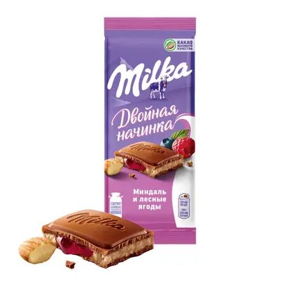 Шоколад Milka молочный Миндаль и лесные ягоды 80г