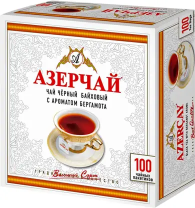 Чай черный Азерчай с ароматом бергамота 100пак 200г