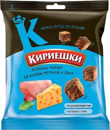 Сухарики ржаные Бекон/Холодец с хреном/Ветчина и сыр Кириешки 40г в ассортименте