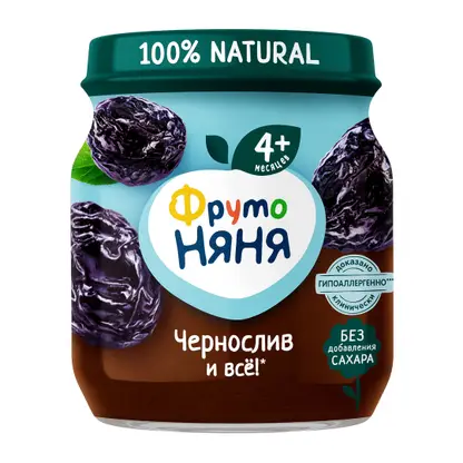 Пюре из чернослива с 4 месяцев Фрутоняня 100г