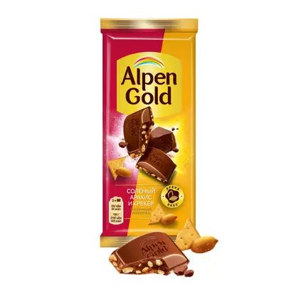 Шоколад Alpen Gold молочный Соленый арахис и крекер 80г