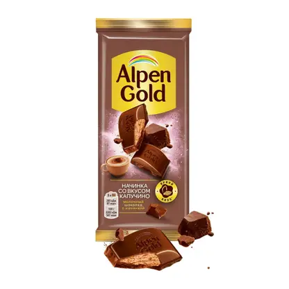 Шоколад Alpen Gold молочный с начинкой со вкусом капучино 80г