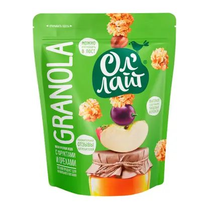 Мюсли запеченные с медом фруктами и орехами Оллайт 280г