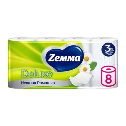 Туалетная бумага с ароматом цветов Deluxe Zemma 8 рулонов 3 слоя