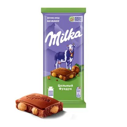 Молочный шоколад с цельным фундуком Milka 80г