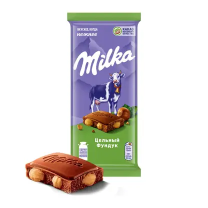 Молочный шоколад с цельным фундуком Milka 80г