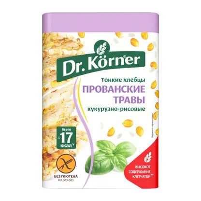 Хлебцы Кукурузно-рисовые с прованскими травами без глютена Dr.Korner 100г