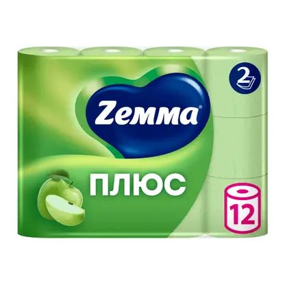 Туалетная бумага Zemma Плюс Яблоко 2 слоя 12 рулонов в ассортименте