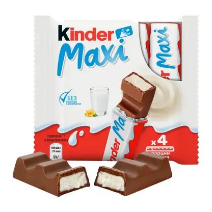Молочный шоколад Maxi с молочной начинкой Kinder 84г