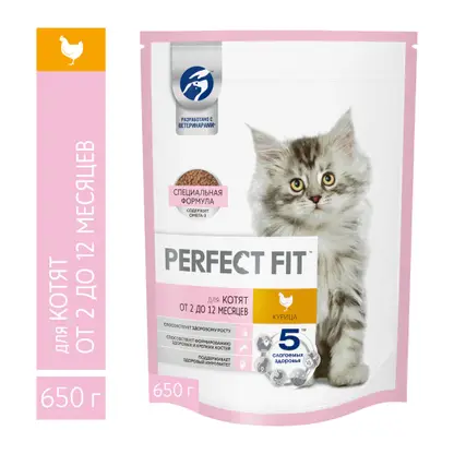 Сухой корм для котят с курицей Perfect Fit 650г