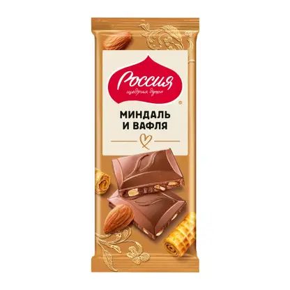 Шоколад молочный миндаль и вафля Россия Щедрая Душа 75/82г