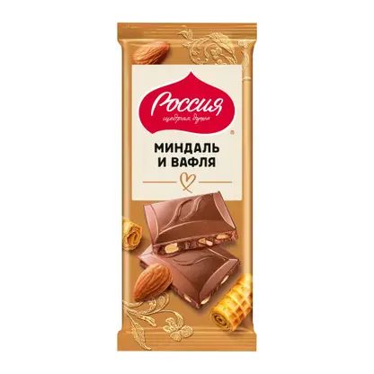 Шоколад молочный миндаль и вафля Россия Щедрая Душа 75/82г