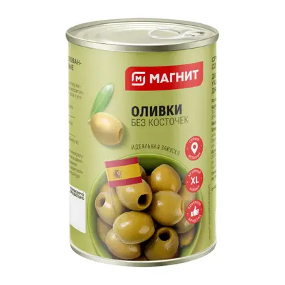 Оливки Магнит зеленые без косточки 280г