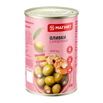 Оливки Магнит зеленые с креветкой 300мл