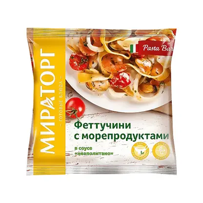 Феттучини Мираторг с морепродуктами быстрозамороженное 400г