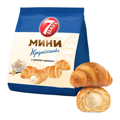 Мини-круассаны с кремом со вкусом ванили 7Days 265г