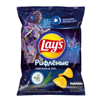 Чипсы Lays Рифлёные Сметана и лук 225г