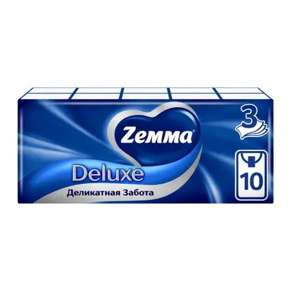 Носовые платочки 3 слоя Zewa Deluxe 10*10шт в ассортименте