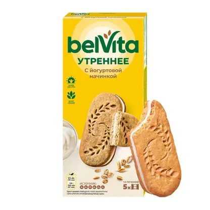 Печенье Утреннее со злаками и йогуртовой начинкой Belvita 253г