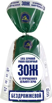 Хлеб Зож бездрожжевой с пророщенным зерном нарезанный Каравай 300г