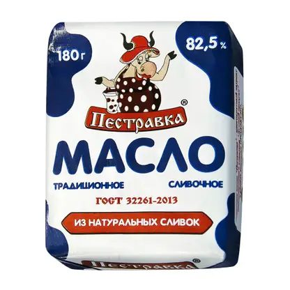Масло сливочное Пестравка Традиционное 82.5% 180г