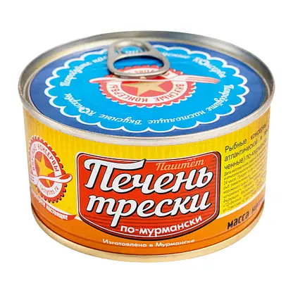 Печень трески Вкусные консервы По-мурмански 185г
