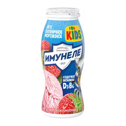 Напиток кисломолочный For Kids Клубничное мороженое Имунеле 1.5% 100г