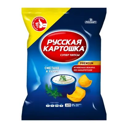 Чипсы Русская картошка Сметана и укроп 80г