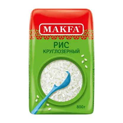 Рис Makfa круглозерный шлифованный 800г