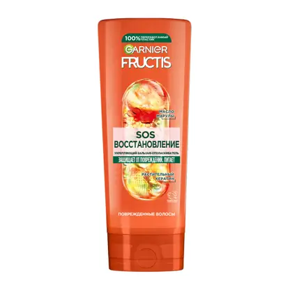 Бальзам-ополаскиватель Garnier Fructis SOS Восстановление с кератином Блеск и легкое расчесывание для поврежденных волос 387мл
