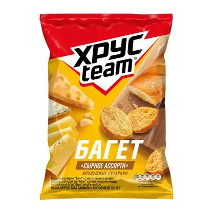 Сухарики Хрусteam Багет Сырное ассорти 60г