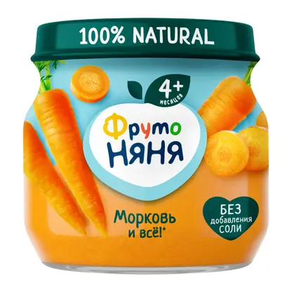 Морковное пюре с 4 месяцев Фрутоняня 80г