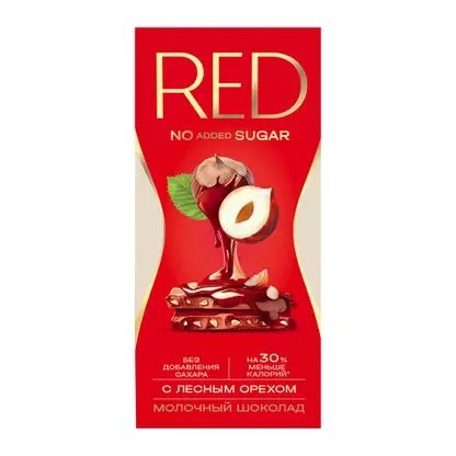Шоколад Red молочный с лесным орехом без добавления сахара 70г