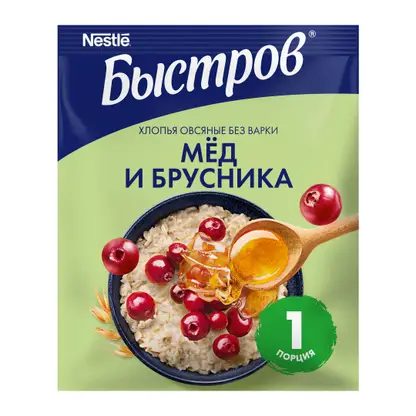 Каша Быстров Овсяная Брусника и мед 40г