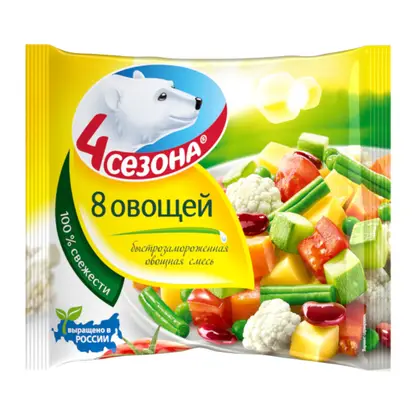 Смесь овощная 4 Сезона 8 овощей быстрозамороженная 400г