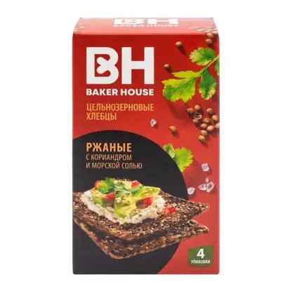 Хлебцы цельнозерновые Скандинавские ржаные Baker House 180г