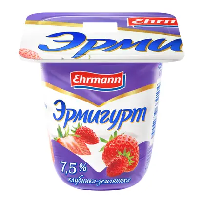 Продукт йогуртный Эрмигурт Клубника земляника 7.5% 100г