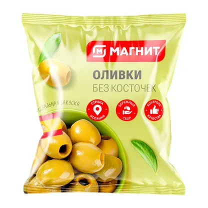 Оливки Магнит зеленые без косточки 170г