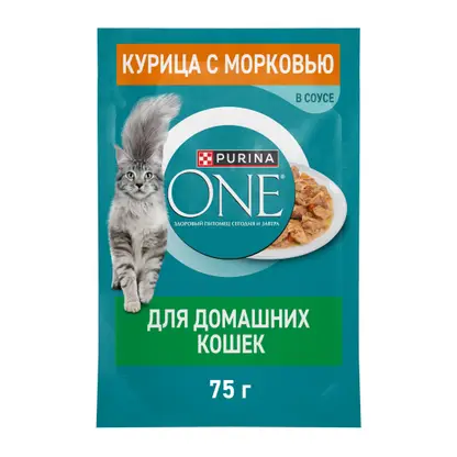 Влажный корм для домашних кошек с курицей и морковью Purina ONE 75г