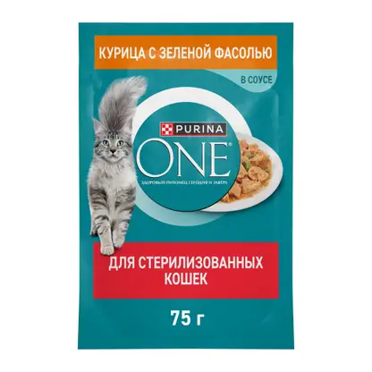 Влажный корм для стерилизованных кошек с курицей и зеленой фасолью Purina ONE 75г