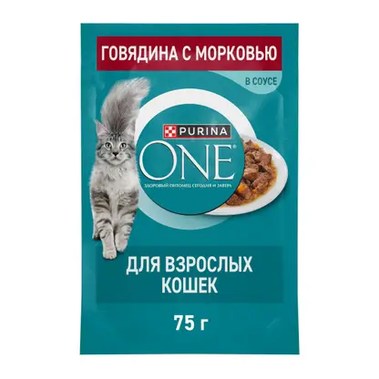 Влажный корм для кошек с говядиной и морковью Purina ONE 75г