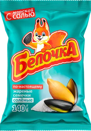Семечки подсолнечные Белочка жареные и соленые 140г