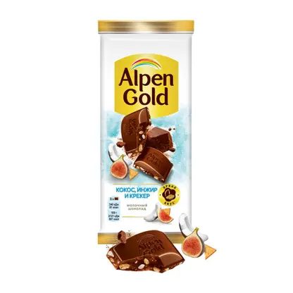 Шоколад Alpen Gold молочный Кокос инжир и крекер 80г