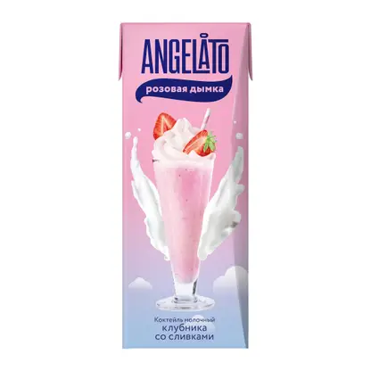 Молочный коктейль со вкусом Клубника со сливками Angelato 2% 200г