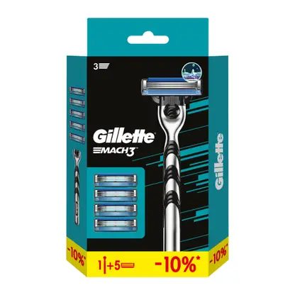 Бритва Gillette Mach3 с 5 сменными кассетами