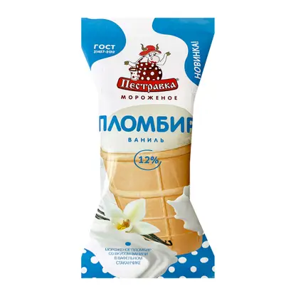 Мороженое Пестравка пломбир ваниль вафельный стаканчик 100г