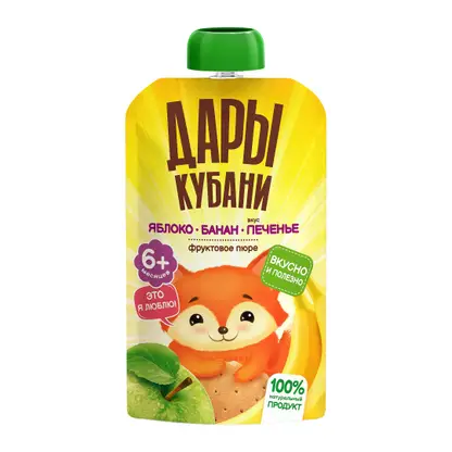 Пюре Дары Кубани Яблоко банан печенье с 6 месяцев 90г