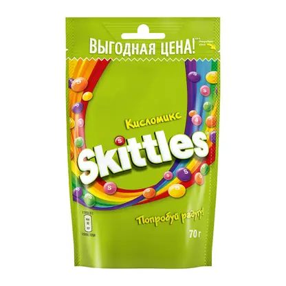 Драже Кисломикс в разноцветной сахарной глазури Skittles 70г