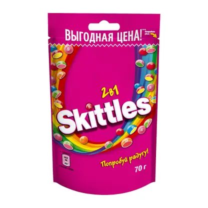 Драже 2в1 в разноцветной сахарной глазури Skittles 70г